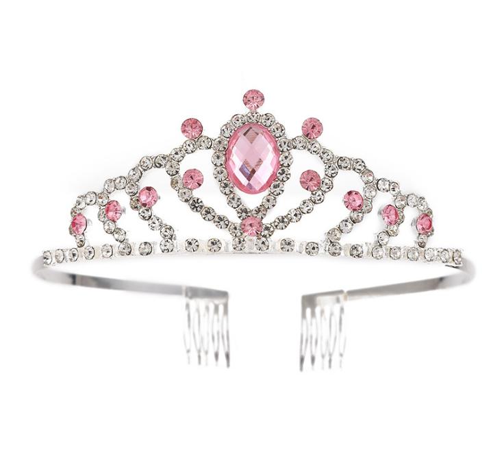 

2021 Baby Crystal Tiara Hairband Kid Girl Princess Prom Crown Party Accessiories children dance Headband perform accessory, Blue