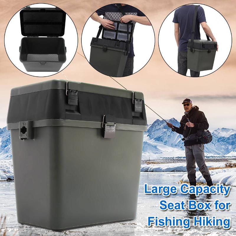 

380x230x390mm Fishing Tackle Box With Strap Large Capacity Lures Takcle Tool Accessories Storage Case Seat