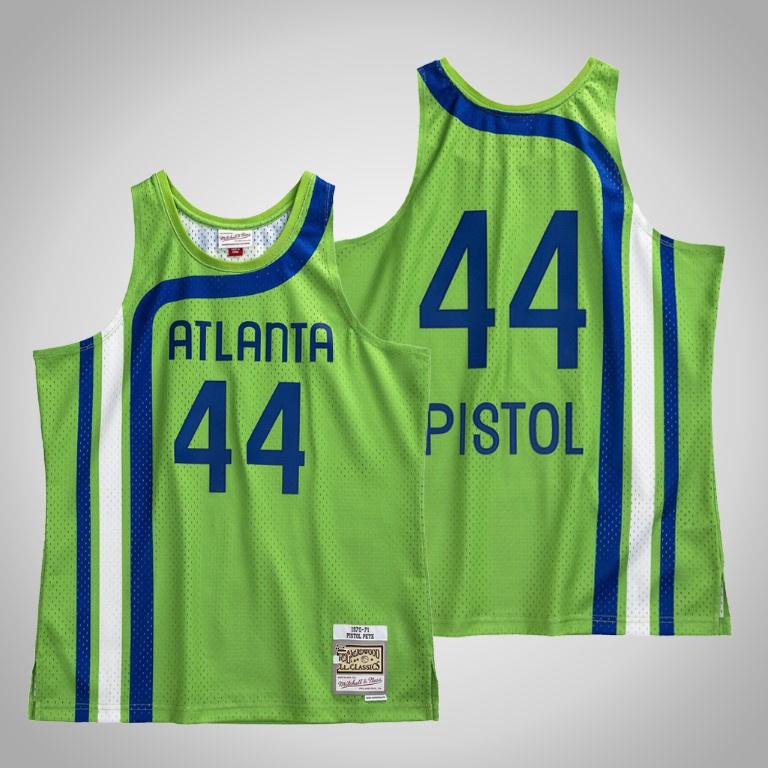 

Men Atlanta Hawks Pistol Pete Maravich 44 Mitchell & Ness Teal Road 1971-72 Hardwoods Classics white Authentic Jersey, Black;red