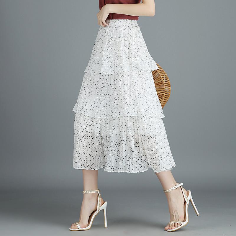 

Skirts 2021 Chiffon Skirt Women's Multilayer Cake Fashion Wave High Waist, Black