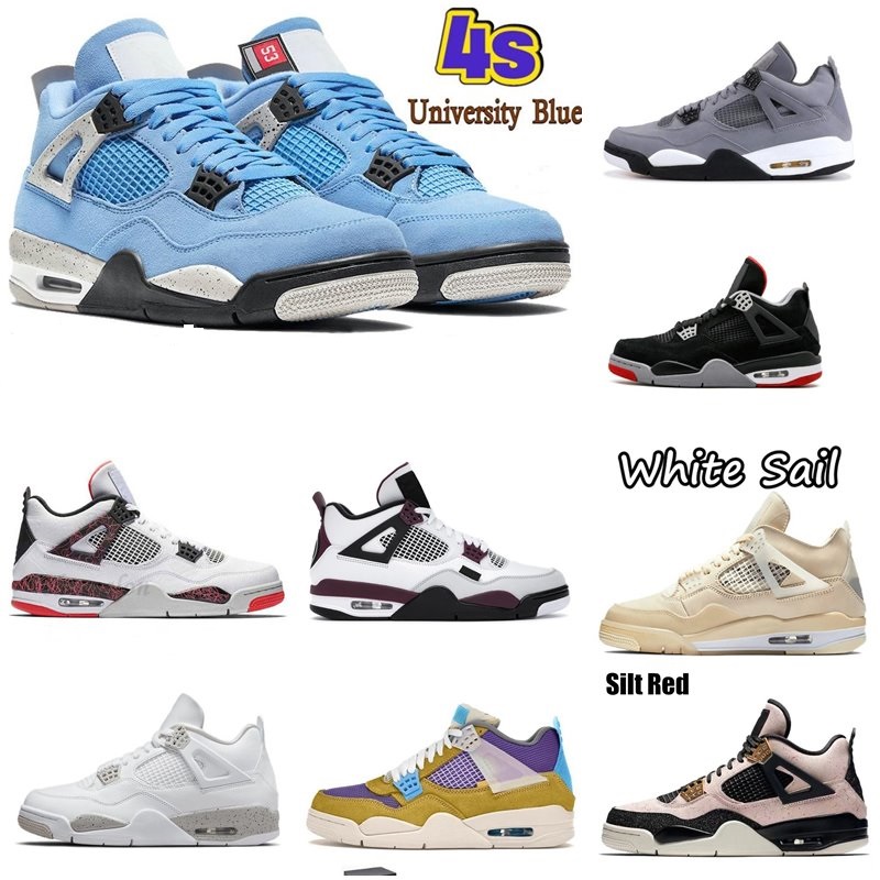 

2021 Jumpman 4 4s Bred University blue white oero sail union noir Fire red lava SP desert moss metallic purple Gray sneakers What The women Men Big Kid Basketball shoes, #04