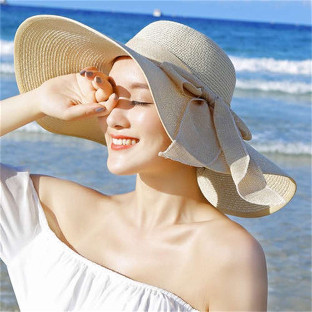 

Sun hat Ins Holiday Beach fisherman's female summer leisure straw sun hat, Blue;gray