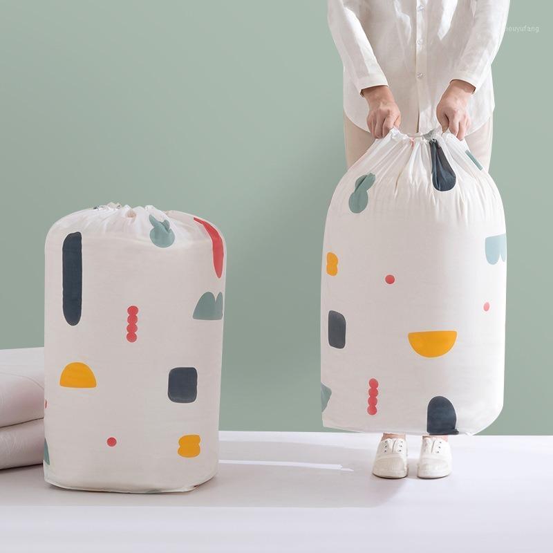 

Storage Bags Printed Quilt Bag Clothes Household Large Beam Mouth Moisture-proof Portable Finishing Home