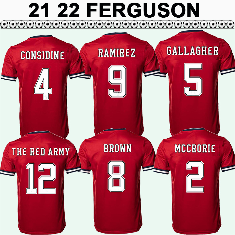 

21 22 MCCRORIE Mens Soccer Jerseys CONSIDINE GALLAGHER BROWN RAMIREZ HEDGES HAYES FERGUSON KENNEDY Home Red Football Shirt Short Sleeve Uniforms, Qm4069 21 22 home no patch