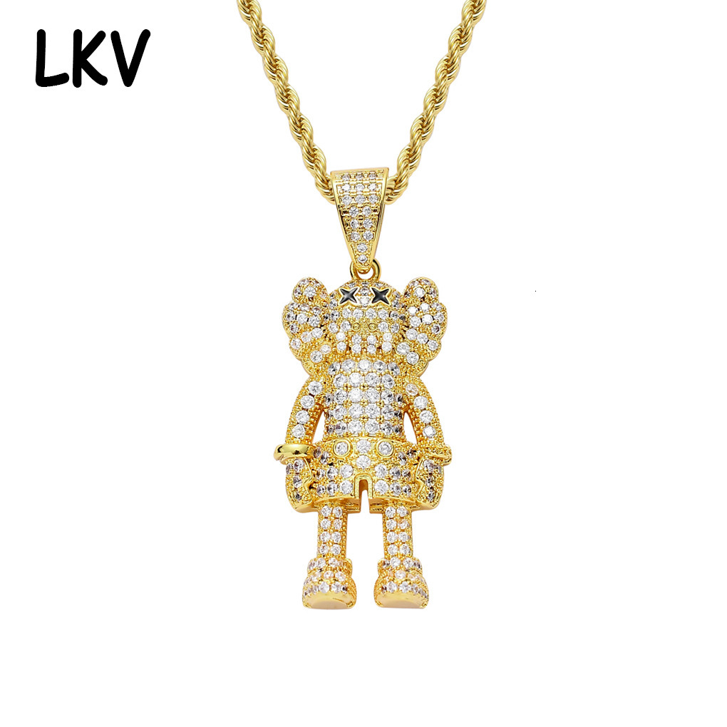 

ins cartoon sesame street doll pendant with zircon hip hop trendsetter necklace, Silver