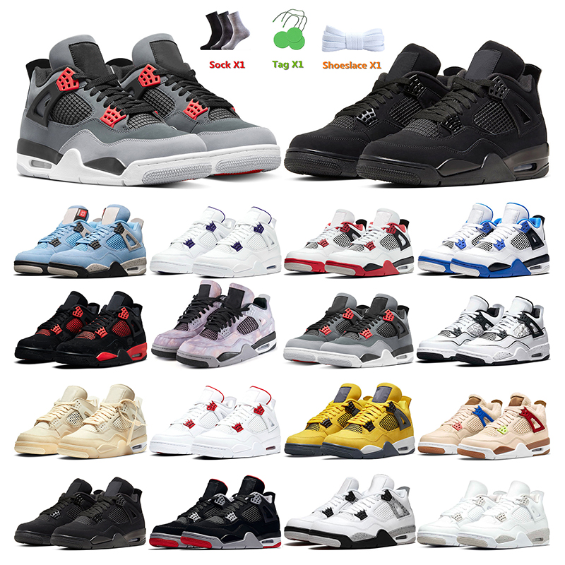 

men basketball shoes 4s Black Cat sail University Blue Red Thunder White Oreo bred zen master sports sneakers mens trainers, 22
