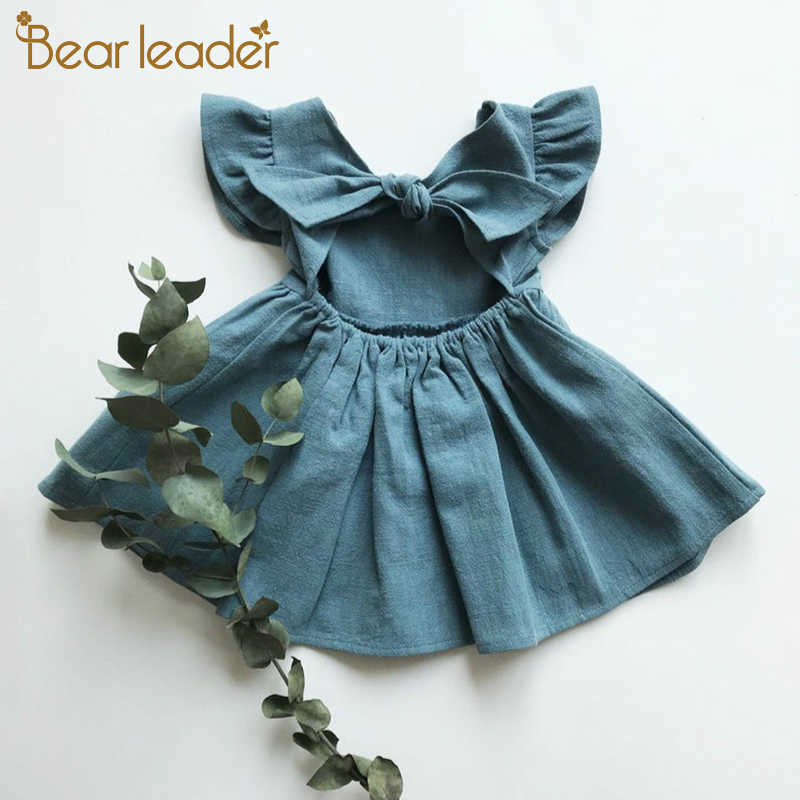 

Bear Leader Baby Girls Casual Dresses Summer Fashion Infant Solid Princess Costumes Toddler Ruffles Bow Clothes Lovely Outfits 210708, Ah1705pink