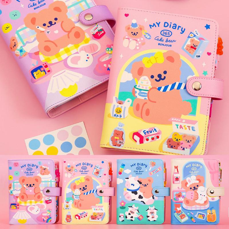 Notepads Cake-Bear Looseleaf Notebook DIY Cute Girl A6 Loose-Leaf Pocket-Binder Lovely Travel Diary Kawaii-image-709493397
