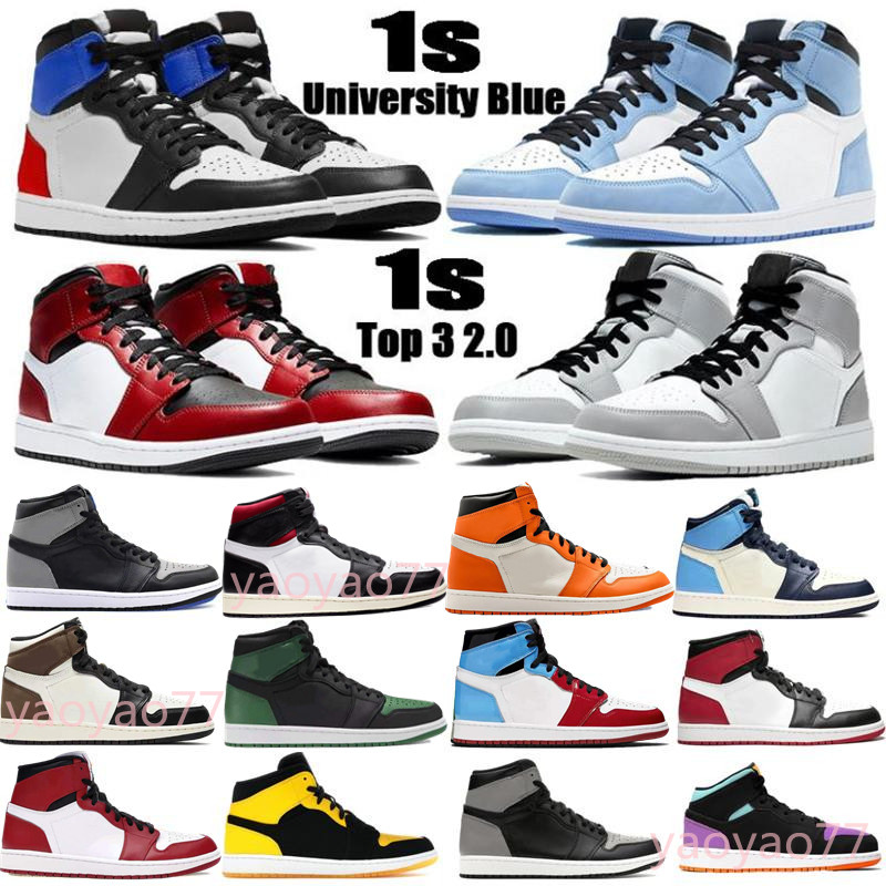 

University Blue 1 Og Basketball Shoes Jumpman 1S High Dark Mocha Unc Light Smoke Grey Hyper Chicago Patent Bred Royal Toe Men Women Trainers Sneakers 36-46, Box