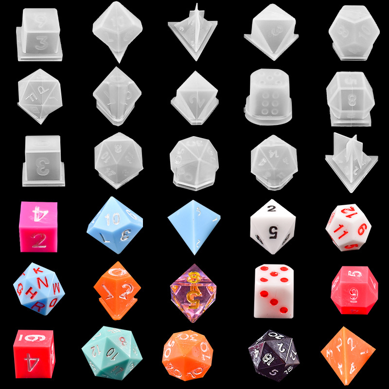 

Tools 7 Shapes Fillet Square Triangle Dice Mold Dice Digital Game Silicone Mould Crystal Epoxy Mirror Number Letter Resin Moulds