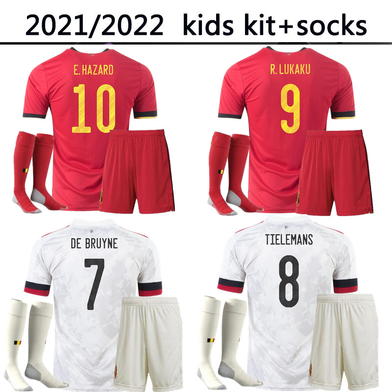 

2021 2022 Belgium kids kit socks soccer jerseys De Bruyne LUKAKU 21 22 football shirt HAZARD BATSHUAYI Camiseta futbol KOMPANY DEMBELE maillot, Black