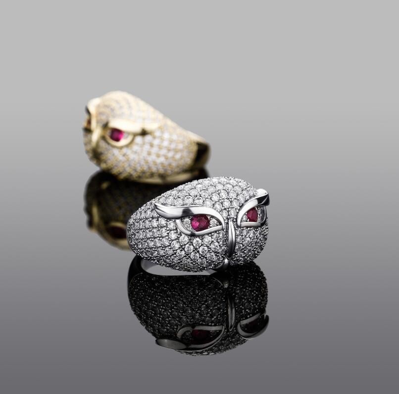 

Hip-hop owl ring Unisex Males Finger Rings Rock Jewelry Copper Charm Gold Silver Color Fashion Style Lover