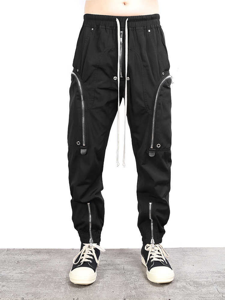 

Fashion outlet 21SS Owens grey dark ro 20 spring summer show heavy industry zipper side pocket tooling cannon pants Rick style, White;black
