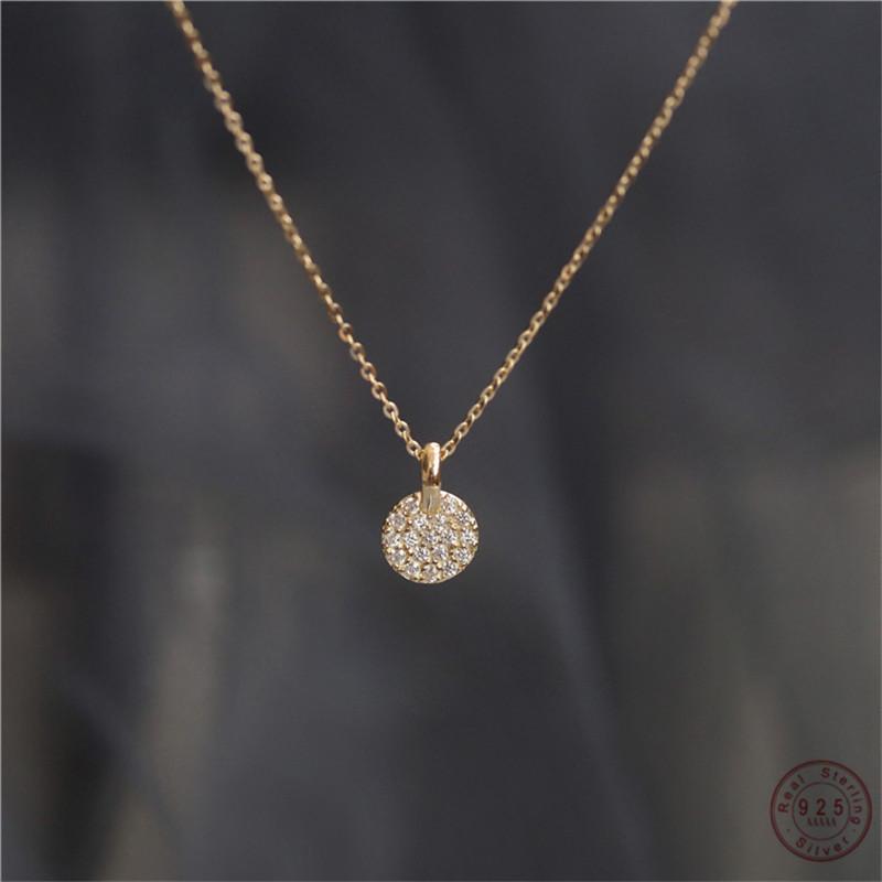 

Other 925 Sterling Silver French Simple PavÃ© Crystal Brand Pendant Clavicle Chain Necklace Women Classic Plating 14k Gold Jewelry Gift