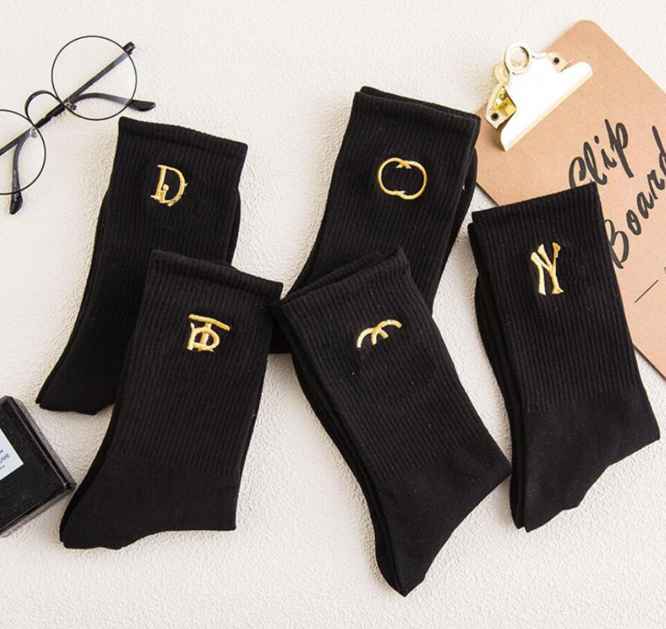 

Famous Brand Designer Letter Print Men Socks Autumn Winter Cashmere Thicken Pure Cotton Women Ankle Sock High Quality Solid Color Wool Knitt, Black