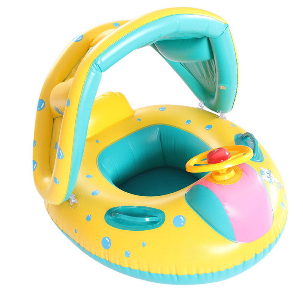 

Swimming ring boat with horn Baby children inflatable swimming circle sunshade yacht