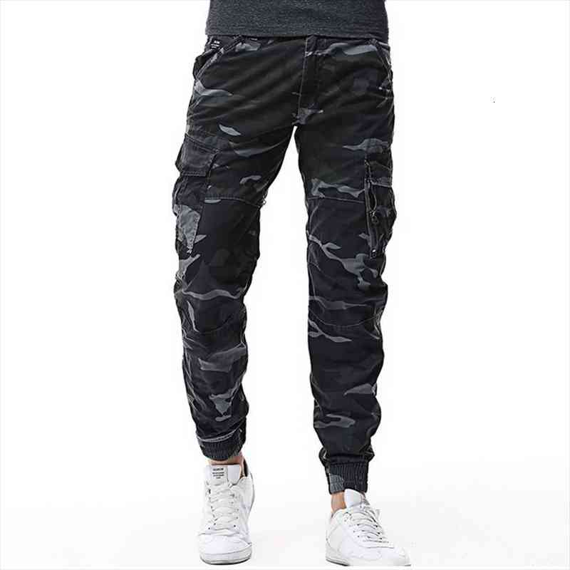 

drop arrivals fashion men cargo pants multi pockets military overalls men long trousers xp46, Black