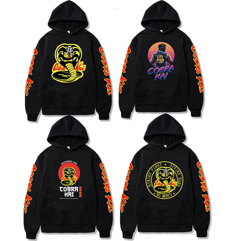

Karate Kid val armorr Cobra print hooded men's loose fitting sweater, Black