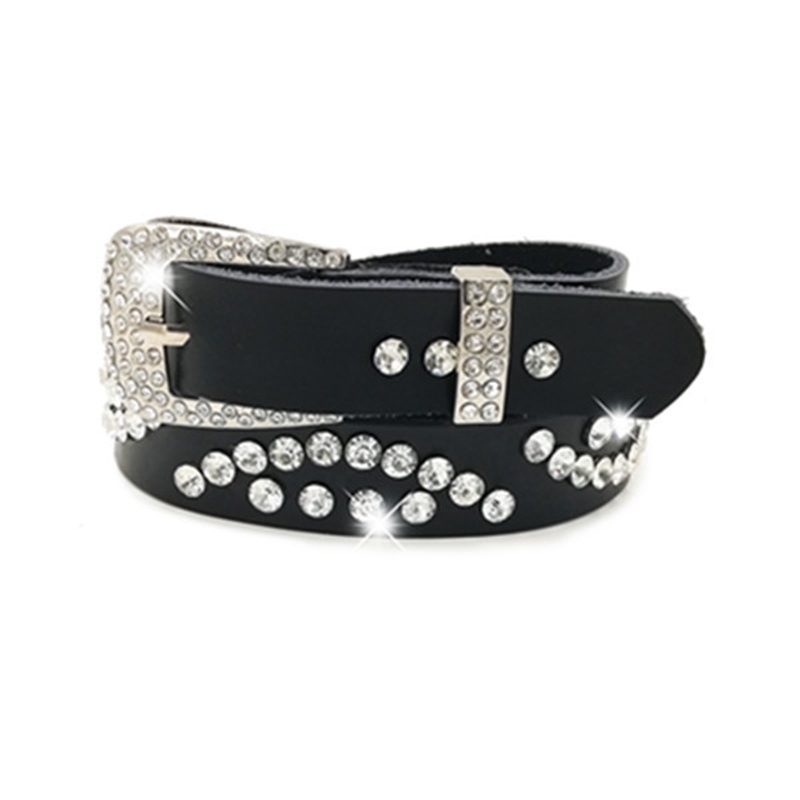 

Designer belts 2023 Diamond leather diamond fashion versatile white decoration women's buckle jeans wide belt factory outlet