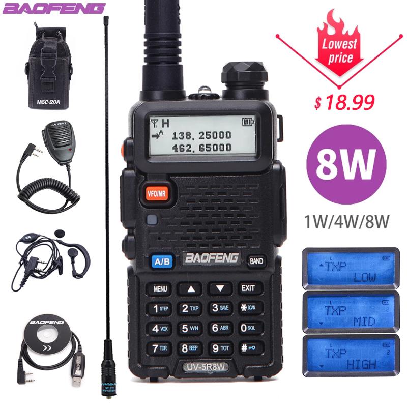 

Walkie Talkie BaoFeng UV-5R 8W/5W Radio Station Comunicador UV5R Ham Transceiver Dual-Band Intercom Handheld FM