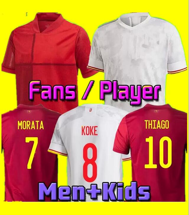

2021 Spain soccer jersey Camiseta España MORATA RODRIGO TORRES PEDRI 20 21 European Cup RAMOS THIAGO INIESTA ALBA football shirts men+kids kit fans Player version, Away men fans