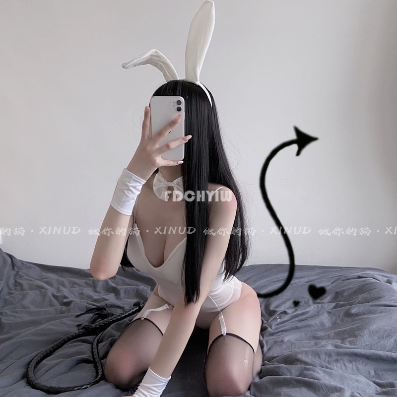 

Japanese Sexy Cute Bunny Gir Vevet Materia Rabbit Woman Set Can Wear Out To Comic Show Kawaii Cospay Bunny Costume Maid, White