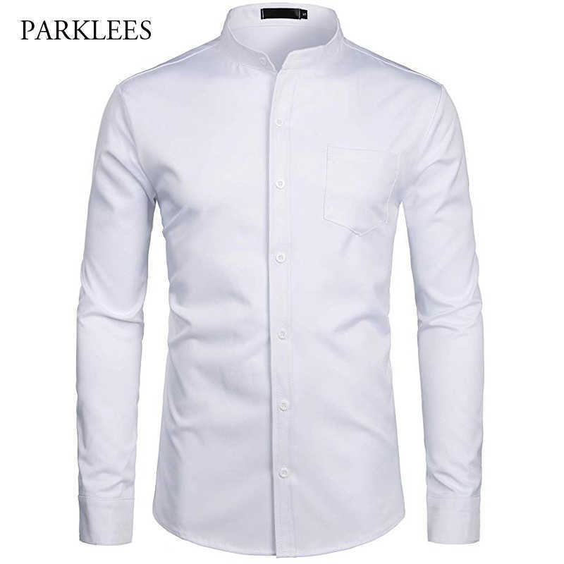 

White Shirt Men Business Solid Color Pocket Casual Slim Fit Wedding Prom s Dress Long Sleeve Camisas Hombre 210721, Green