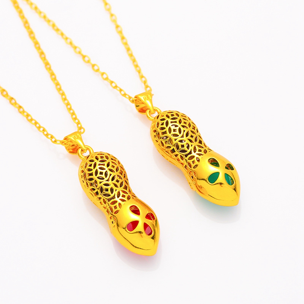 

Peanut Shaped Pendant Chain Women Girl 18k Yellow Gold Filled Gift Pretty Fashion Charm Jewelry