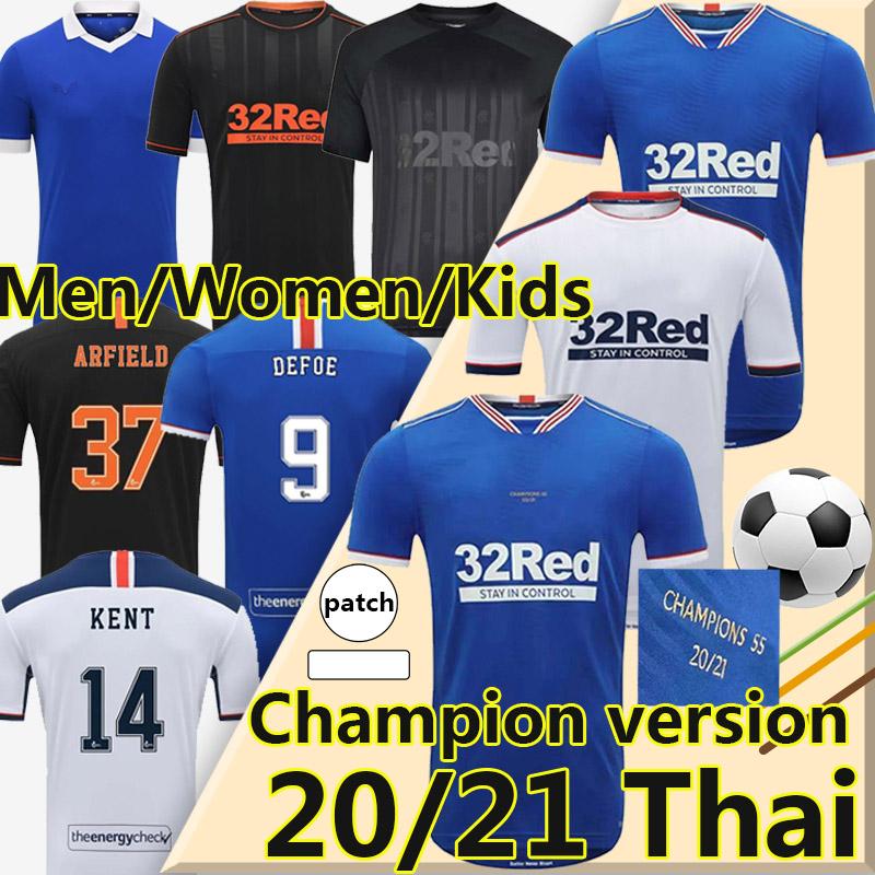 

20/21 Glasgow Rangers Retro special champion version Soccer Jerseys DEFOE HAGI MORELOS KENT STEWART Adult + Kids Kits Women football shirts, Black;yellow