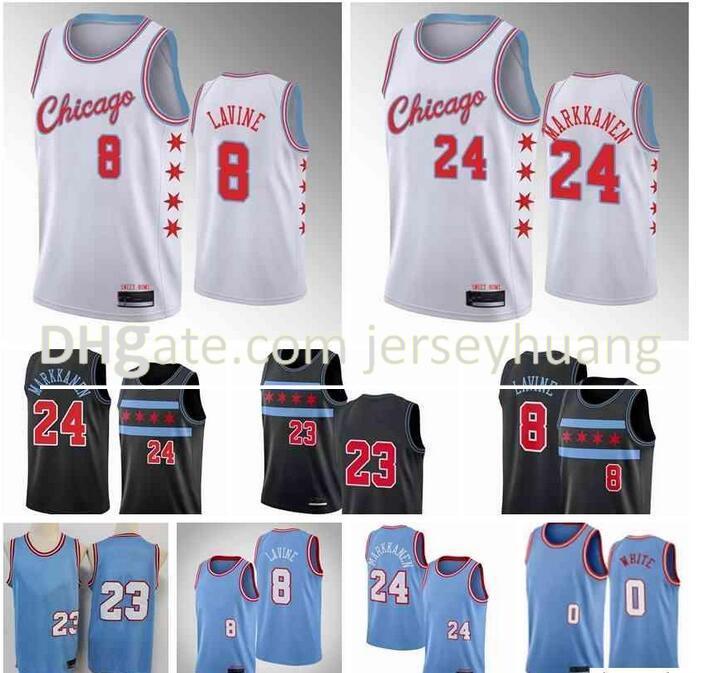 

Jersey Custom Printed Men Lauri Markkanen Zach LaVine Coby White 2021 Swingman City Basketball Jerseys Black Edition S-3XL