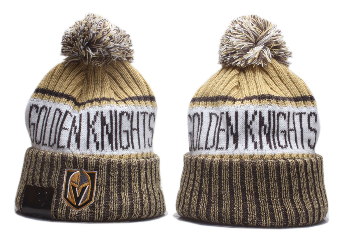 

New Beanies Las Vegas Golden Knights Hockey 2021 Hot Beanie Pom Knit Hats Gold Color Baseball Football Basketball Sport Beanies Mix Match Order
