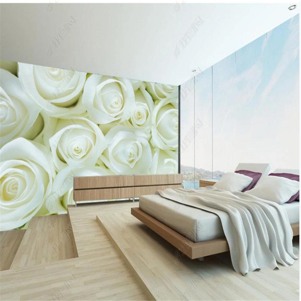 

European-style high-definition white rose wallpapers wedding 3d stereoscopic wallpaper modern wallpaper for living room