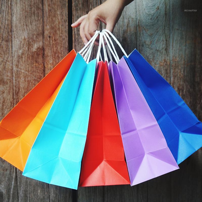 

Gift Wrap 30pcs Colored Kraft Paper Bags Party Favor Goodies Container For Birthday Wedding Celebrations Candy Cookies Bag