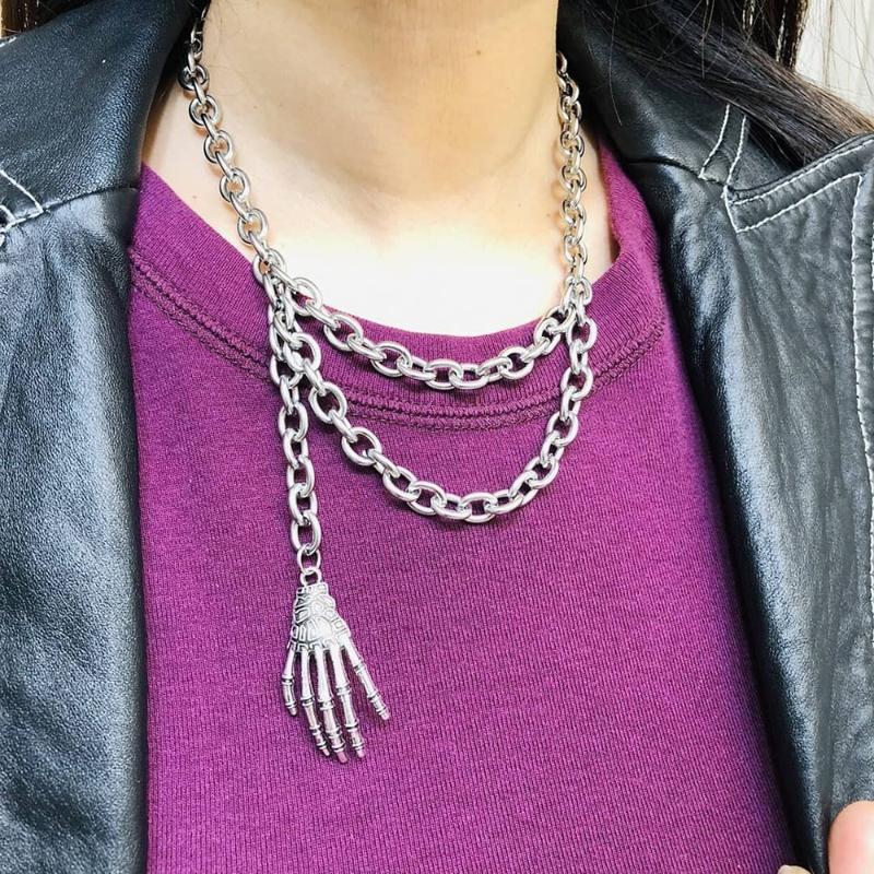 

Pendant Necklaces 2021 Harajuku Retro Skull Necklace Metal Chain For Women Fashion Street EMO Y2k Punk Neck Jewelry Accessories