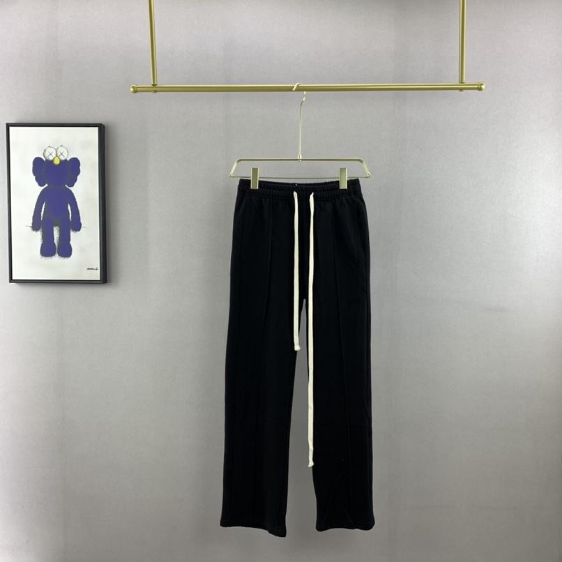 

22SS Drawstring Breasted Straight Pants Men Women Cotton Trousers Fashion, Black