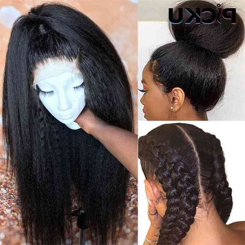 

Human Hair Mongolian 4x4 Kinky 4x4x1 TPart Lace Closure For Black Women Yaki Straight Wigs PICKU, 4x4 lace closure wig