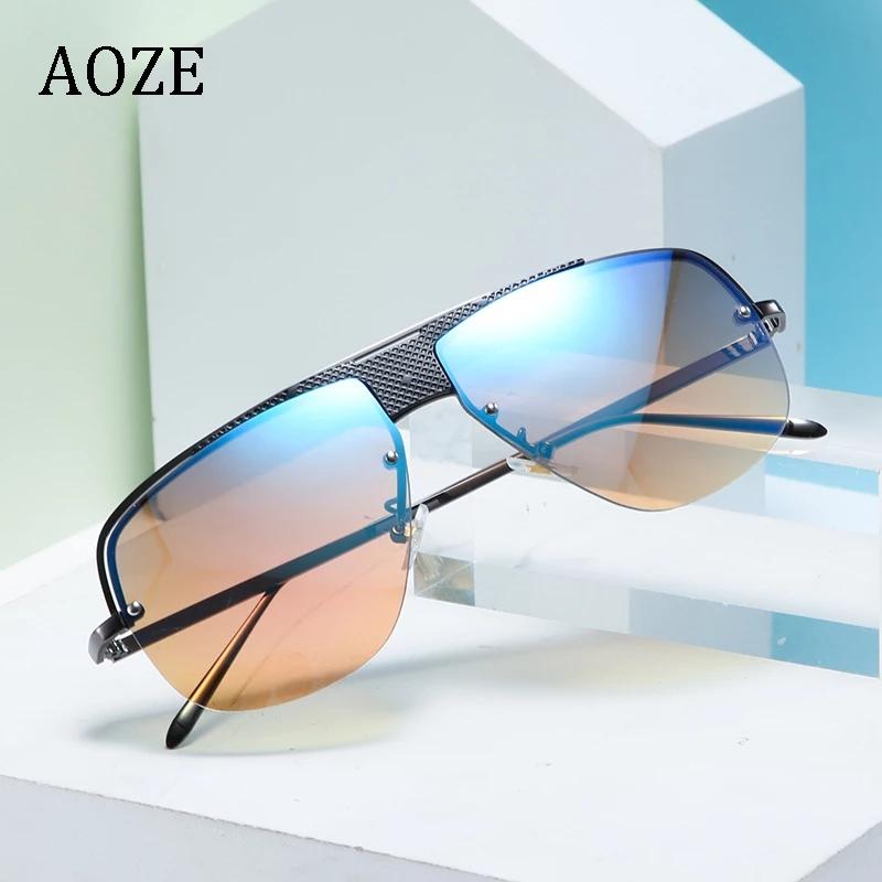 

Sunglasses AOZE2021 Fashion Half Frame Gradient Style For Men Driving UV Protection