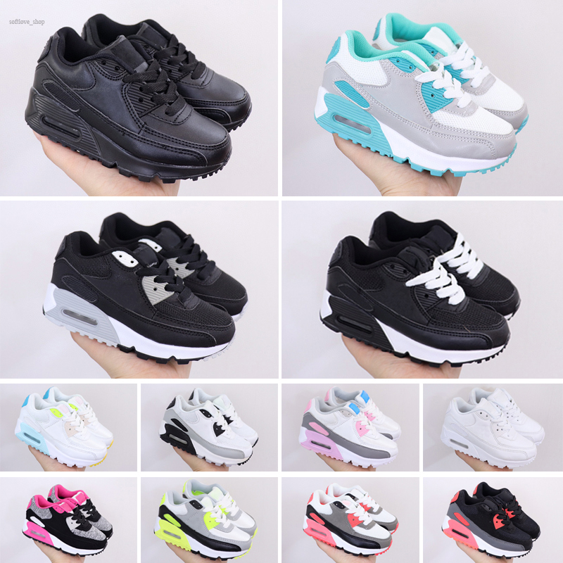 Children's Shoes Kids classic 90 vt Boys and Girls Running Black Red White Sports Trainer Cushion Surface Breathable Size Eur 28-