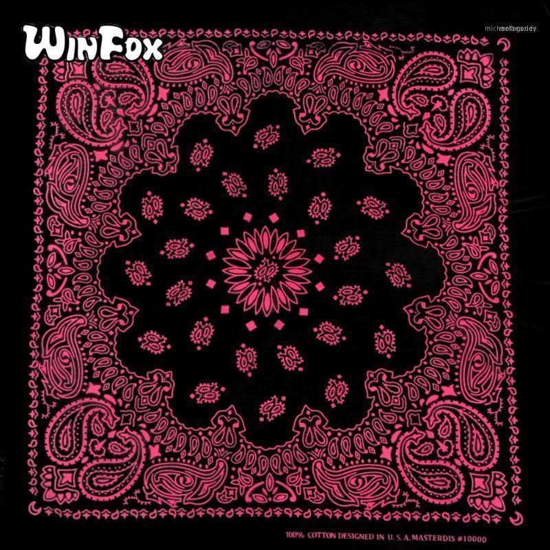 

Scarves Winfox Cotton Gold Red Bohemia Floral Print Hip-hop Square Paisley Bandana Head Scarf Wristband For Male Female Women1