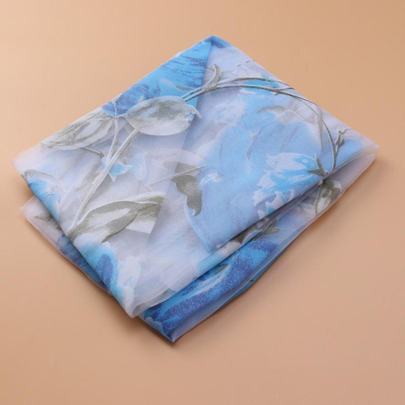 

Floral Voile Window Curtain Tulle Light Filtering Drape Gauze For Living Room Bedroom 100x200cm (Blue) & Drapes