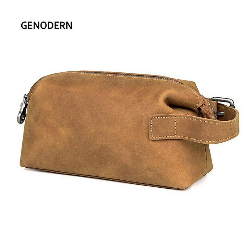 

Genuine Leather Travel Toiletry Bag Casual Cosmetic Case Vintage Cow Makeup Toiletries Organizer Bags & Cases