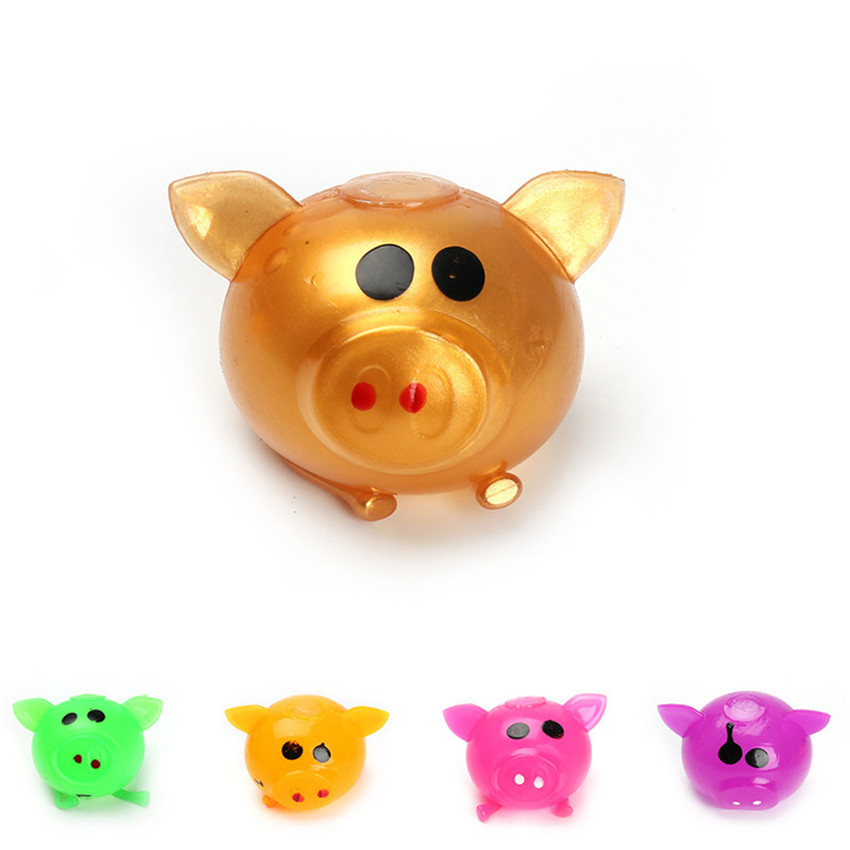 

DHL FREE Newest Anti-stress Decompression Water Game Ball Vent Toy Colorful Pig Head Waters Squeezing Funny Kids Splat Toys
