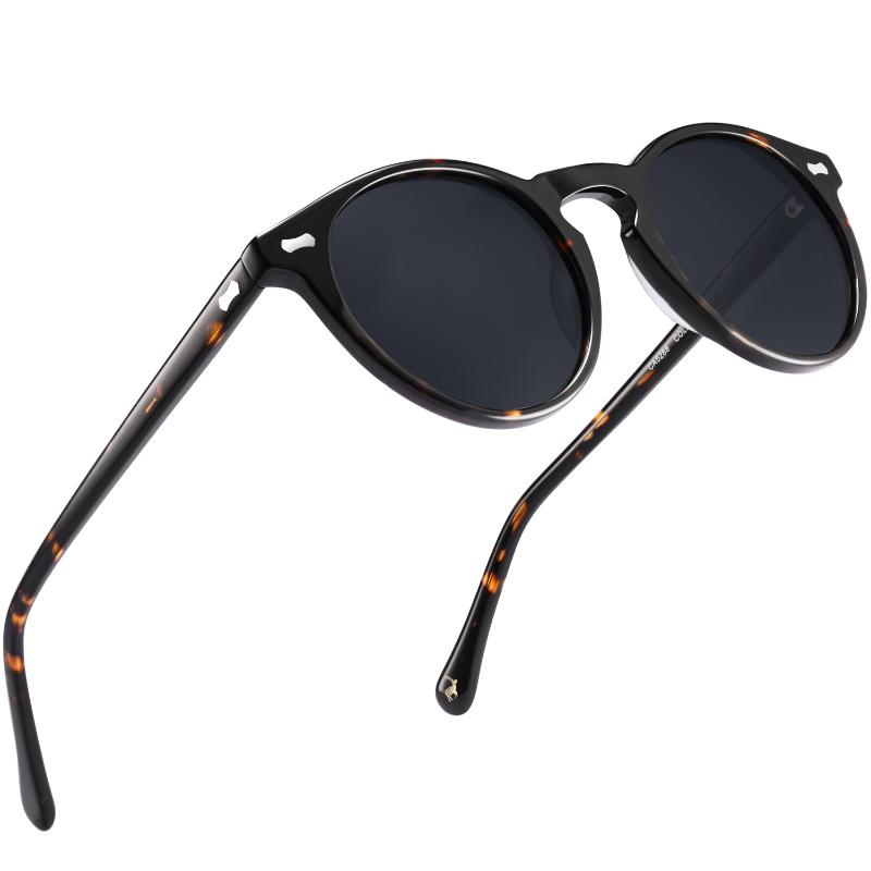 

Carfia Polarized Sunglasses Classical Brand Designer Gregory Peck Vintage Men Women Round Sun Glasses 100% UV400 5288, White;black