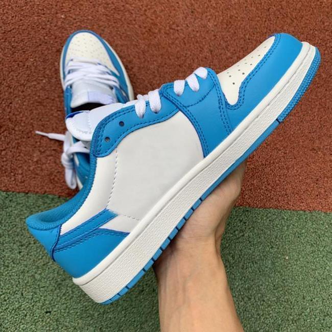 

Shoes Jumpman 1 Low DARK POWDER BLUE WHITE golf mens designer trainers Schoenen 36-47, Bubble wrap packaging