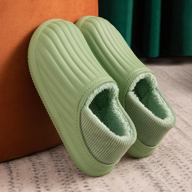 

Slippers Waterproof Non-Slip Home Winter Warm Women Indoor Cotton Non-slips Ladies Soft Memory Foam Couples Shoe, Black