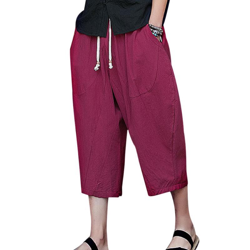 

Men's Summer Men Solid Color Loose Harem Beach Shorts Casual Plus Size 3XL Pants, Navy blue