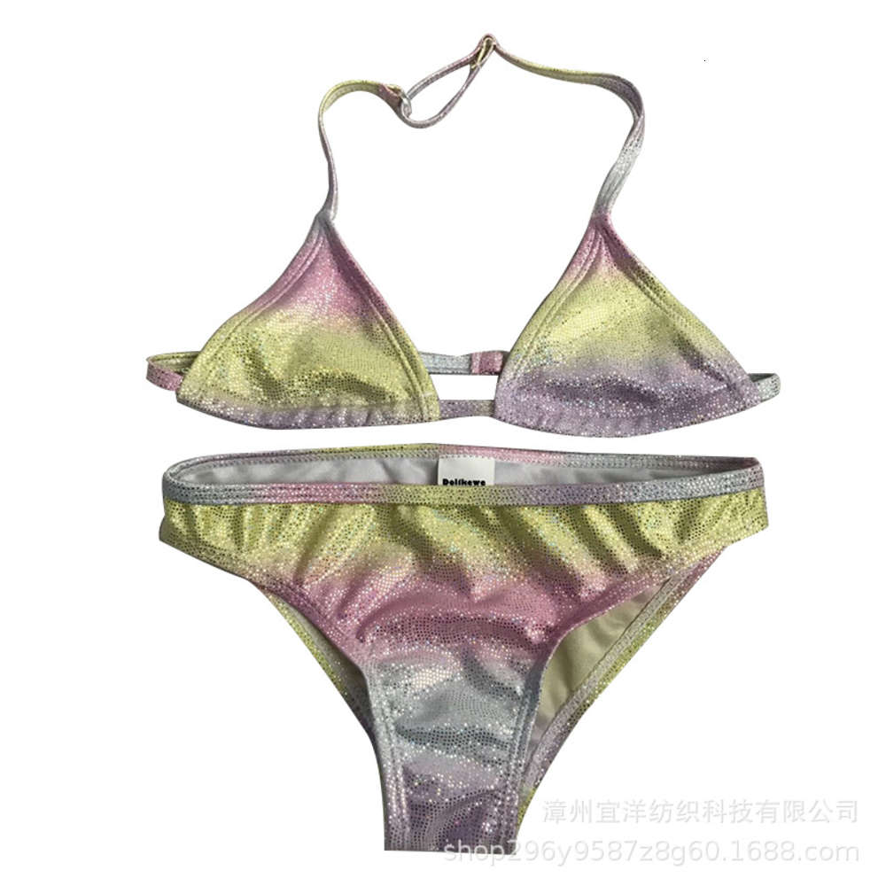 

cute silver gradient split Girls Bikini Swimsuit, Blue