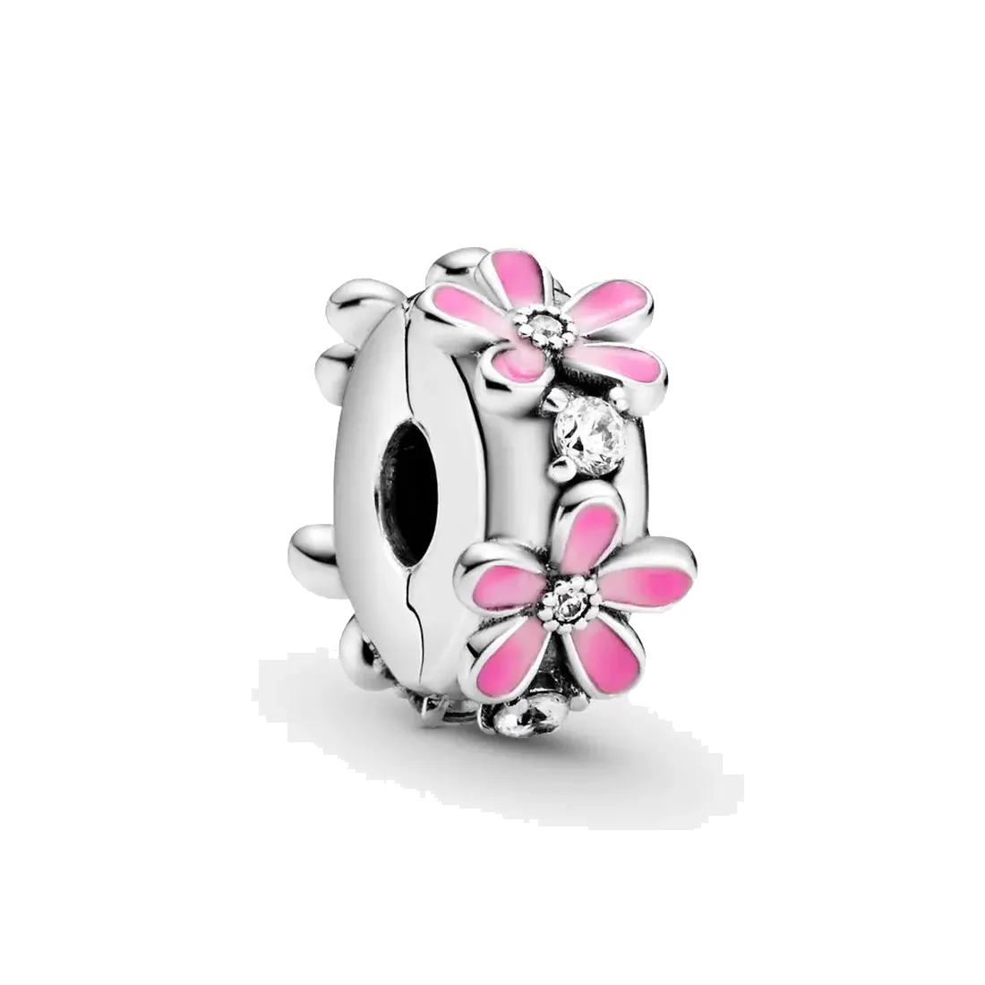 

Fine jewelry Authentic 925 Sterling Silver Bead Fit Pandora Charm Bracelets Pink Daisy Flower Clip Charms Safety Chain Pendant DIY beads, Bronze;silver