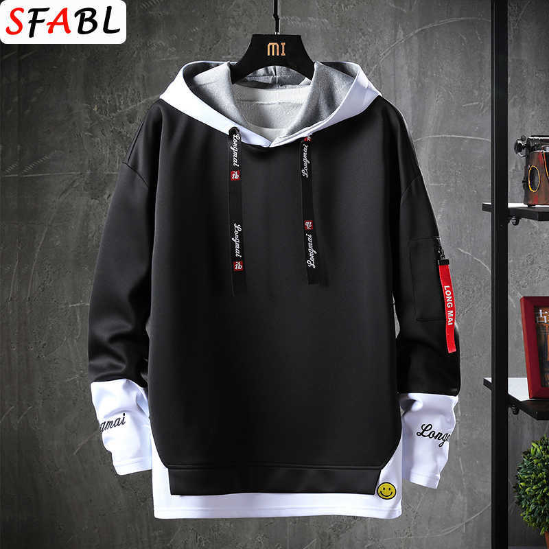 

SFABL Letter Printed Mens Hoodies Japanese Style Hip Hop Casual Sweatshirts Streetwear Male Hoodies Hipster Harajuku Tops 210707, Black 003