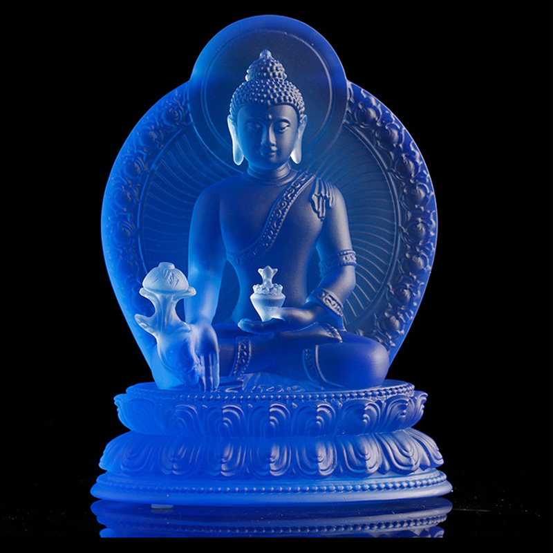 Colored Glaze Arts Crafts New Buddha statue pharmacists lapis lazuli 7colours for choosing blue green white ambermedicine guru Buddhism Scupture-image-405785092